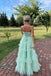 Elegant Green A-Line Strapless Sleeveless Lace Up Ruffle Maxi Long Party Prom Dresses, Evening Gowns, FM241