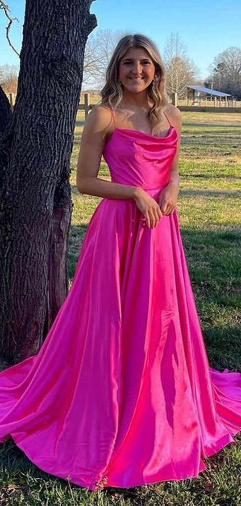 Elegant A-Line Spaghetti Straps Sleeveless Maxi Long Party Prom Dresses, Evening Gowns, FM242