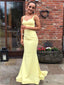 Elegant Yellow Mermaid Sweetheart Spaghetti Straps Sleeveless Maxi Long Party Prom Dresses, Evening Gowns, FM248