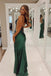 Sexy Green Mermaid Spaghetti Straps V Neck Sleeveless Applique Maxi Long Party Prom Dresses, Evening Gowns, FM256