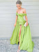 Elegant Green Sweetheart Off Shoulder Sleeveless Side Slit Maxi Long Party Prom Dresses, Evening Gowns, FM257