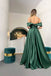 Elegant Dark Green Spaghetti Straps Off Shoulder Sleeveless Maxi Long Party Prom Dresses, Evening Gowns, FM258