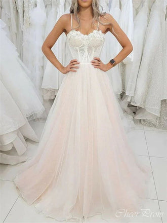 Gorgeous A-Line Spaghetti Straps Sweetheart Sleeveless Lace Maxi Long Party Prom Dresses, Evening Gowns, FM261