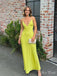 Simple Yellow Mermaid V Neck Halter Lace Up Maxi Party Prom Gowns,Wedding Guest Dresses,FM28