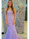 Elegant Purple Mermaid Halter Sweetheart Sleeveless Lace Maxi Long Party Prom Dresses, Evening Gowns, FM269