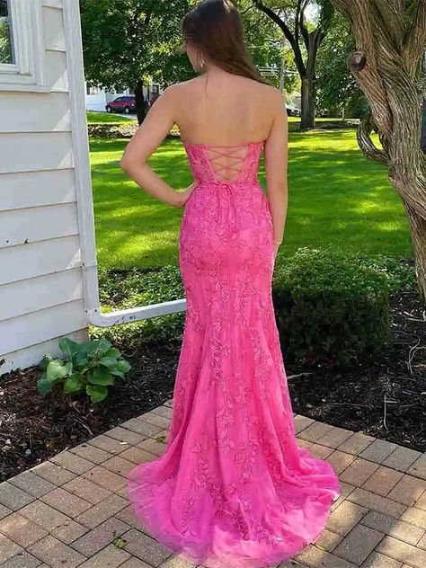 Charming Pink Mermaid Sweetheart Sleeveless Lace Maxi Long Party Prom Dresses, Evening Gowns, FM272