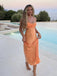 Simple Orange Mermaid Spaghetti Straps Sleeveless Maxi Long Party Prom Dresses, Evening Gowns, FM273