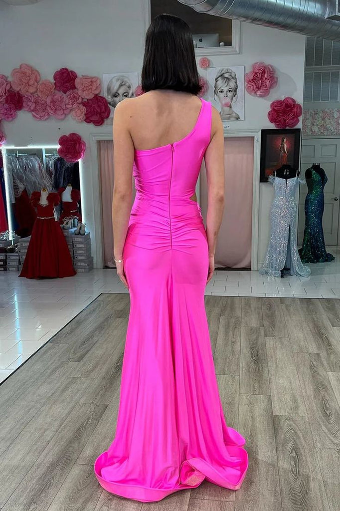 Unique Mermaid One Shoulder Sleeveless Maxi Long Party Prom Dresses, Evening Gowns, FM277