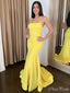 Sexy Yellow Mermaid Spaghetti Straps Square Sleeveless Maxi Long Party Prom Dresses, Evening Gowns, FM278