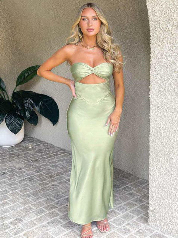 Popular Sage Mermaid Sweetheart Sleeveless Maxi Long Party Prom Gowns,Wedding Guest Dresses,FM29