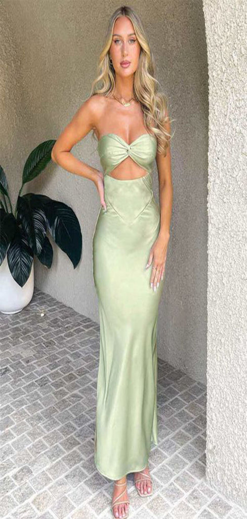 Popular Sage Mermaid Sweetheart Sleeveless Maxi Long Party Prom Gowns,Wedding Guest Dresses,FM29