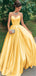 Elegant Yellow Sweetheart Sleeveless Maxi Long Party Prom Dresses, Evening Gowns, FM280