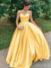 Elegant Yellow Sweetheart Sleeveless Maxi Long Party Prom Dresses, Evening Gowns, FM280