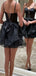 Cute Black Spaghetti Strap Popular Short Homecoming Prom Dress, CPH253