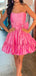 Cute Pink Strapless Pleats Popular Short Homecoming Prom Dress, CPH254