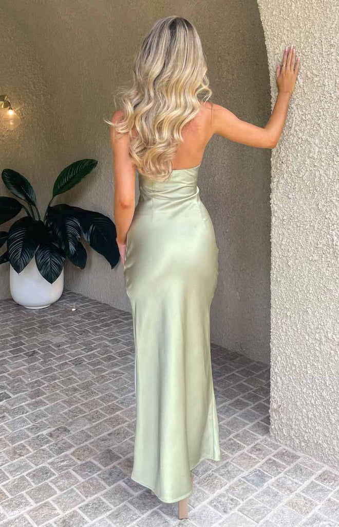 Popular Sage Mermaid Sweetheart Sleeveless Maxi Long Party Prom Gowns,Wedding Guest Dresses,FM29