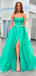 Gorgeous Off Shoulder Sweetheart Sleeveless Side Slit Rhinestone Maxi Long Party Prom Dresses, Evening Gowns, FM290