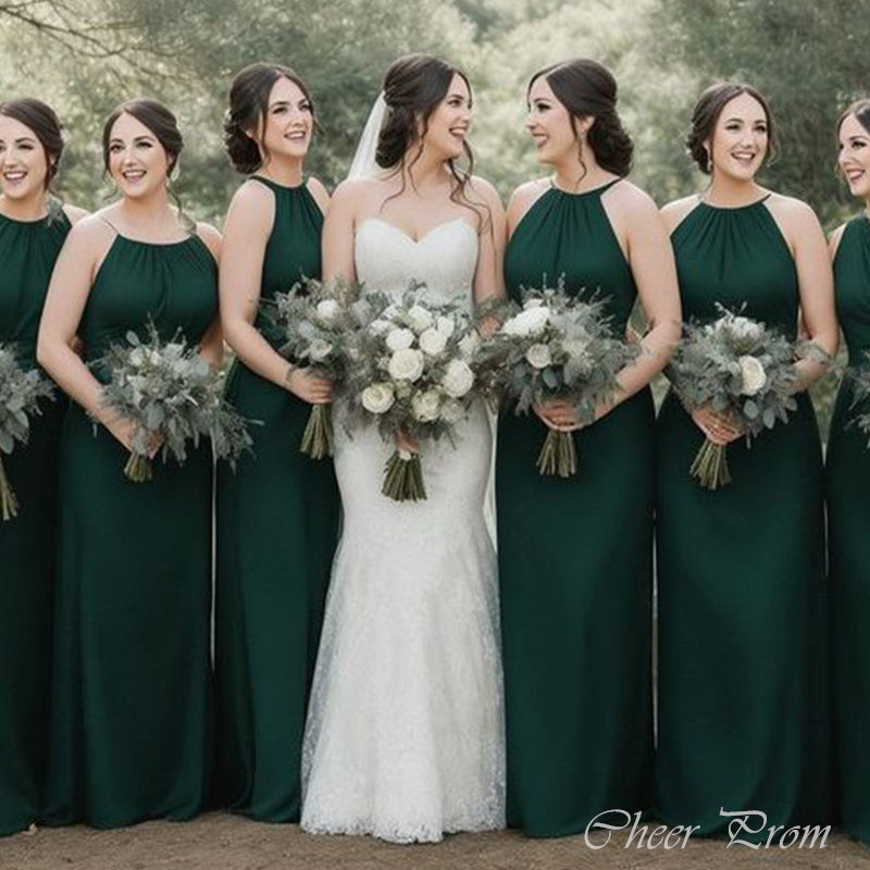 Elegant Green A-Line Halter Sleeveless Dresses for Maid of Honor, Bridesmaid Dresses, CP362