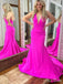 Sexy Mermaid Halter V Neck Sleeveless Maxi Long Party Prom Dresses, Evening Gowns, FM299