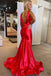 Sexy Red Mermaid Straps V Neck Sleeveless Maxi Long Party Prom Dresses, Evening Gowns, FM304