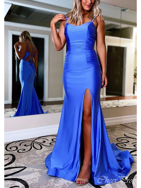 Charming Mermaid Spaghetti Straps Sweetheart Sleeveless Side Slit Maxi Long Party Prom Dresses, Evening Gowns, FM305