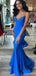 Sexy Blue Mermaid Spaghetti Straps V Neck Sleeveless Maxi Long Party Prom Dresses, Evening Gowns, FM306