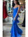 Sexy Blue Mermaid Spaghetti Straps V Neck Sleeveless Maxi Long Party Prom Dresses, Evening Gowns, FM306