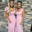 Elegant Pink Mermaid Scoop Sleeveless Dresses for Maid of Honor, Bridesmaid Dresses, CP365