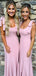 Elegant Pink Mermaid Scoop Sleeveless Dresses for Maid of Honor, Bridesmaid Dresses, CP365