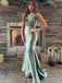 Charming Mermaid Halter V Neck Sleeveless Maxi Long Party Prom Dresses, Evening Gowns, FM309