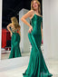 Sexy Green Mermaid Spaghetti Straps Sleeveless Lace Up Maxi Long Party Prom Dresses, Evening Gowns, FM312