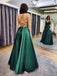 Sexy Green Spaghetti Straps V Neck Sleeveless Lace Up Maxi Long Party Prom Dresses, Evening Gowns, FM317