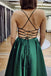 Sexy Green Spaghetti Straps V Neck Sleeveless Lace Up Maxi Long Party Prom Dresses, Evening Gowns, FM317