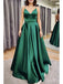 Sexy Green Spaghetti Straps V Neck Sleeveless Lace Up Maxi Long Party Prom Dresses, Evening Gowns, FM317