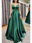 Sexy Green Spaghetti Straps V Neck Sleeveless Lace Up Maxi Long Party Prom Dresses, Evening Gowns, FM317