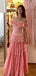 Cute Pink A-Line Off-Shoulder Popular Maxi&nbsp;Long Evening Gowns, Formal, Birthday Party, FM446