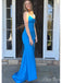 Sexy Blue Spaghetti Straps Sweetheart Sleeveless Side Slit Maxi Long Party Prom Dresses, Evening Gowns, FM321