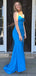 Sexy Blue Spaghetti Straps Sweetheart Sleeveless Side Slit Maxi Long Party Prom Dresses, Evening Gowns, FM321