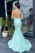 Gorgeous Mint Green Spaghetti Straps V Neck Sleeveless Side Slit Maxi Long Party Prom Dresses, Evening Gowns, FM322