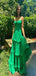 Elegant Emerald Green A-Line Sweetheart Spaghetti Straps Ruffle Maxi Long Party Prom Gowns,Wedding Guest Dresses,FM35