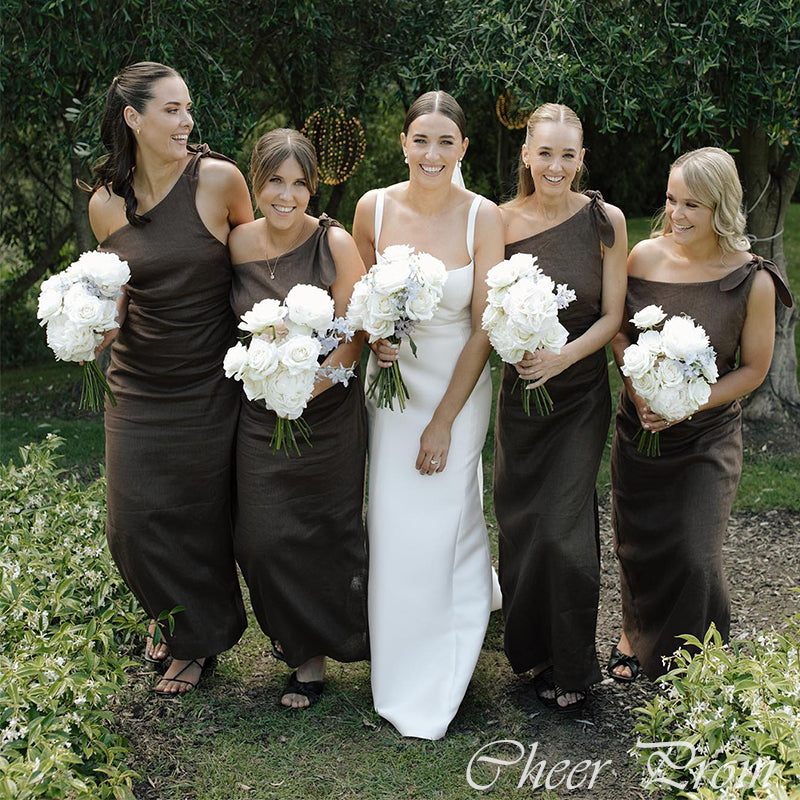 Simple Mermaid One-Shoulder Sleeveless Dresses for Maid of Honor, Bridesmaid Dresses, CP375