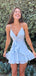 Charming Spaghetti Straps V Neck Sleeveless Popular Short Homecoming Prom Dress, CPH202