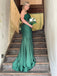 Gorgeous Emerald Green Mermaid Scoop Spaghetti Straps With Trailing Sequin Maxi Long Party Prom Gowns,Evening Dresses,FM37