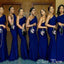 Elegant Blue Mermaid One-Shoulder Sleeveless Dresses for Maid of Honor, Bridesmaid Dresses, CP372