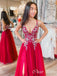 Sexy Red A-Line Spaghetti Strap Side Slit Lace Popular Maxi&nbsp;Long Evening Gowns, Formal, Birthday Party, FM449