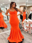 Unique Orange Mermaid Sweetheart Spaghetti Straps Beading Maxi Long Party Prom Gowns,Evening Dresses,FM39