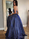 Elegant Blue A-Line Strapless Long Evening Gowns, Formal Evening Gowns, Birthday Party, FM397