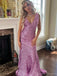 Sexy V-neck Mermaid Sleeveless Popular Maxi Long Party Prom Dresses, FM636