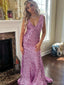 Sexy V-neck Mermaid Sleeveless Popular Maxi Long Party Prom Dresses, FM636