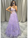 Gorgeous Purple Spaghetti Straps V Neck Sleeveless Lace Maxi Long Party Prom Dresses, Evening Gowns, FM359